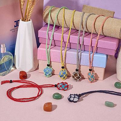 Braided Waxed Cotton Thread Cords Macrame Pouch Necklace Making AJEW-SW00022-12-1