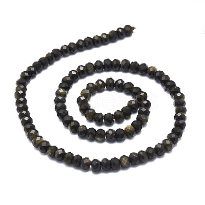 Natural Golden Sheen Obsidian Beads Strands G-E569-I02-1
