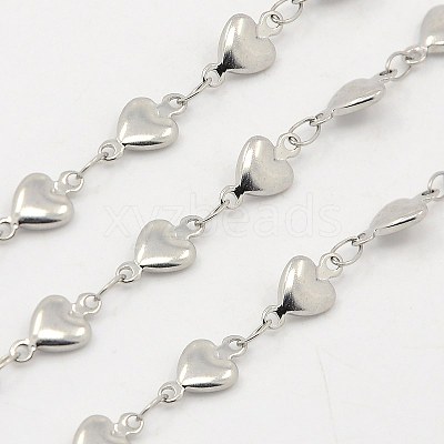 Tarnish Resistant 3.28 Feet 304 Stainless Steel Heart Chains X-CHS-K001-53-5.5mm-1
