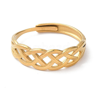 Ion Plating(IP) 304 Stainless Steel Hollow Sailor's Knot Adjustable Rings RJEW-D006-21G-1