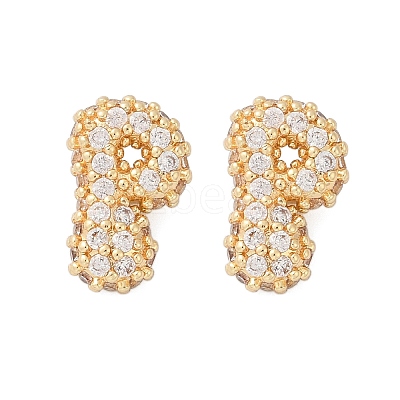 Brass Micro Pave Cubic Zirconia Stud Earrings EJEW-Z091-04G-P-1