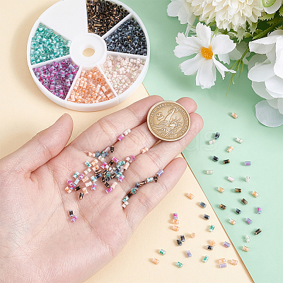 24G 6 Colors Inside Colours Glass Cylinder Seed Beads GLAA-PH0003-69-1