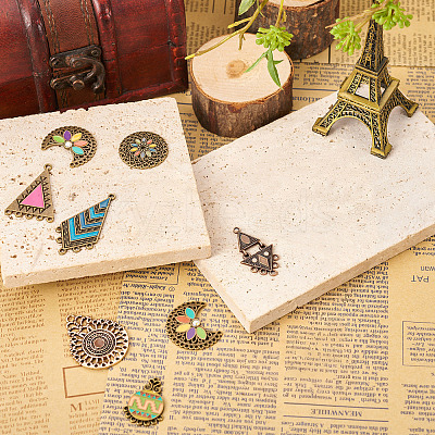 20Pcs 10 Style Tibetan Style Alloy Enamel Chandelier Components Links FIND-TA0001-83-1