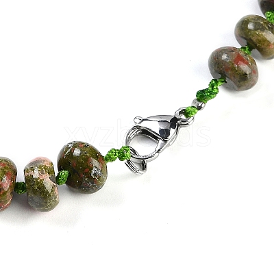 Natural Unakite Rondelle Graduated Beaded Necklaces for Women Men NJEW-K388-02G-1
