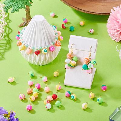 50Pcs Fruits Theme Handmade Polymer Clay Pendants CLAY-TA0007-08-1