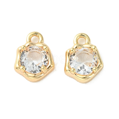 Brass Micro Pave Cubic Zirconia Charms KK-L208-10G-07-1