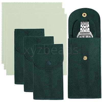 3 Sets Rectangle Velvet Single Watch Storage Bags ABAG-BBC0001-12D-1