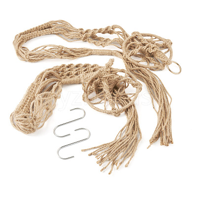 2Pcs Handmade Macrame Polyester Plant Hanger AJEW-HS0001-48-1