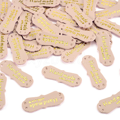 40Pcs PU Leather Craft Label Tags DIY-TADJ0001-22G-1