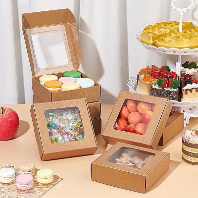 Kraft Paper Gift Box with Visible Window CON-WH0088-74B-1