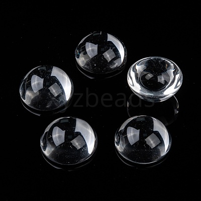 Transparent Half Round Glass Cabochons X-GGLA-R027-25mm-1