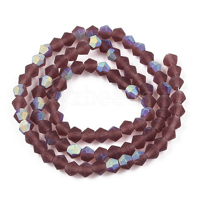 Imitate Austrian Crystal Bicone Frosted Glass Beads Strands GLAA-F029-TM2mm-A05-1