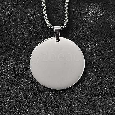 304 Stainless Steel Blank Pendant Necklaces NJEW-P329-04D-P-1