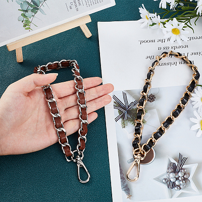 2Pcs 2 Color Alloy with PU Leather Bag Strap FIND-WR0002-20-1