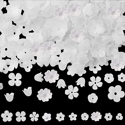 600Pcs 10 Styles Acrylic Bead Caps OACR-SC0002-37-1