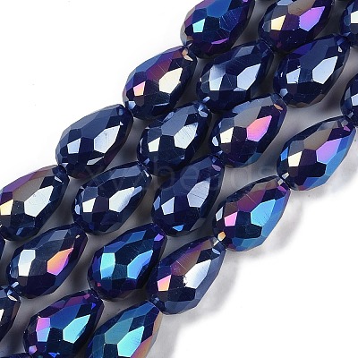 Opaque Solid Color Electroplate Glass Beads Strands EGLA-N013-P10mm-B03-1