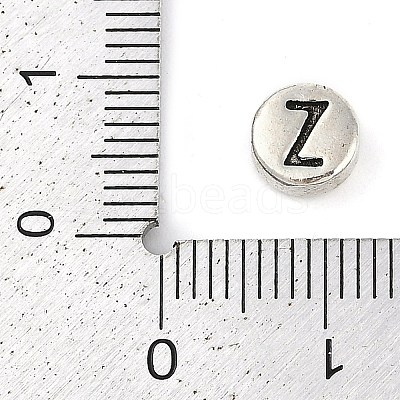 925 Sterling Silver Flat Round with Letter Beads LS-STER-G044-01AS-Z-1