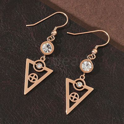 304 Stainless Steel Triangle Dangle Earrings EJEW-Z129-20RG-1