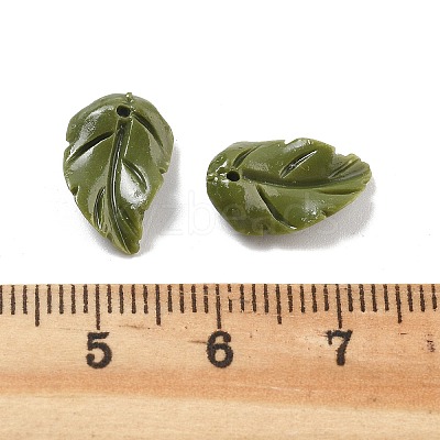 Synthetic Coral Dyed Leaf Charms CORA-Q034-03-1