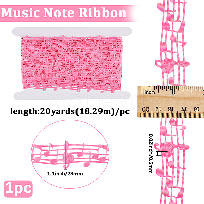 20 Yards Polyester Musical Note Lace Trim Ribbon OCOR-GF0004-44F-1