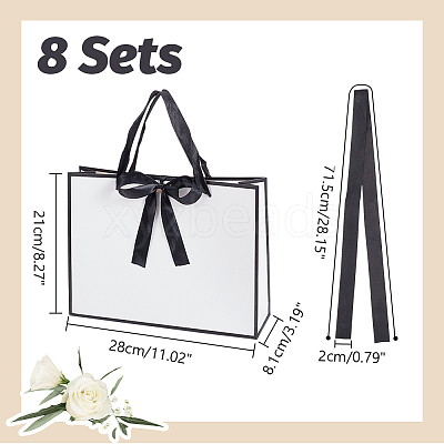Rectangle Paper Storage Bags with Handle ABAG-WH0038-56-1