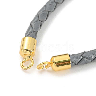 Leather Braided Cord Link Bracelets MAK-K022-01G-02-1