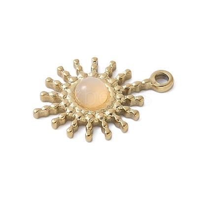 304 Stainless Steel with Natural White Shell Pendants STAS-G353-03G-09-1