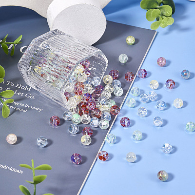 200Pcs 4 Colors Baking Paint Transparent Glass Bead Strands DGLA-TA0001-07-1