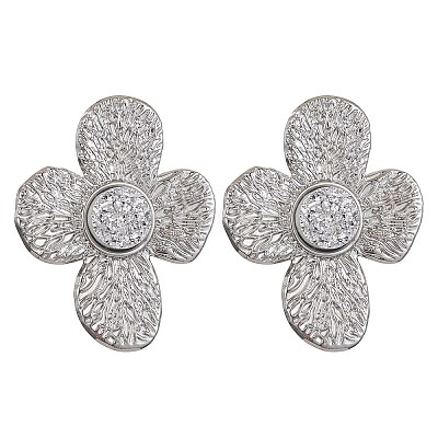 Imitation Druzy Gemstone Resin Flower Stud Earrings EJEW-JE05318-01-1