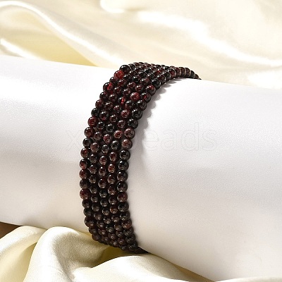 Natural Garnet Beaded Stretch Bracelets BJEW-JB02459-05-1
