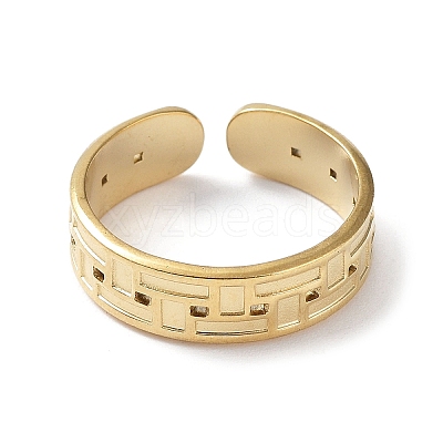 304 Stainless Steel Grooved Rectangle Cuff  Ring Findings STAS-P334-08G-1