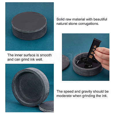 2Pcs 2 Style Stone Calligraphy Inkstone and Rectangle Inker AJEW-PH0003-52-1