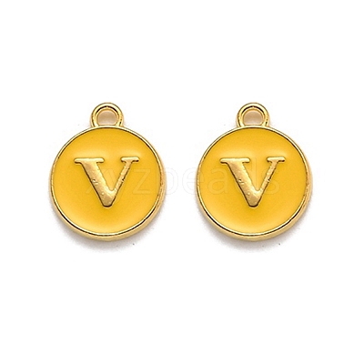 Golden Plated Alloy Enamel Charms ENAM-Q437-13V-1