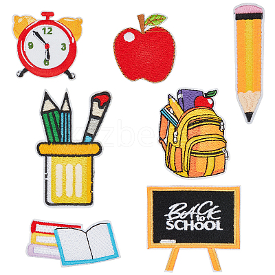 14Pcs 7 Styles Back to School Polyester Clothing Patches PATC-CY0001-54A-1