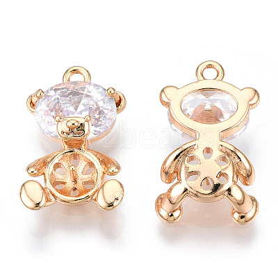 Brass Micro Pave Clear Cubic Zirconia Peg Bails Pendants KK-N216-399-1