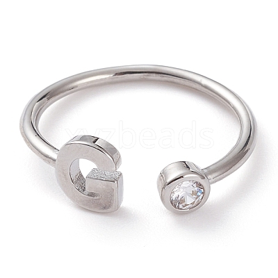 Brass Micro Pave Clear Cubic Zirconia Cuff Rings RJEW-J074-01P-G-1
