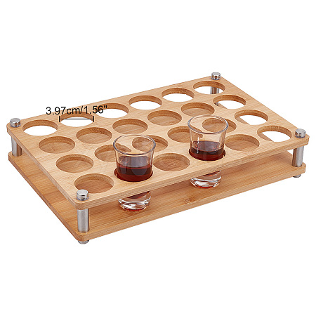 24-Hole Bamboo Glass Holder Display Racks ODIS-WH0061-08A-1