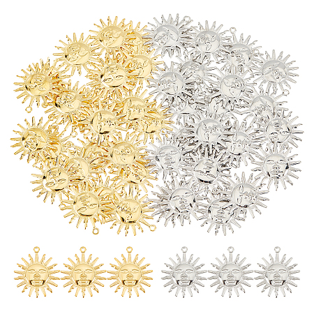 DICOSMETIC 48Pcs 2 Colors Brass Pendants KK-DC0002-35-1