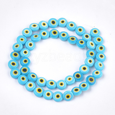 Handmade Evil Eye Lampwork Beads Strands LAMP-S191-02B-14-1