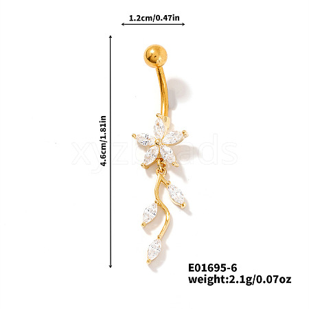 Shiny Brass Crystal Rhinestone Belly Button Rings CZ7821-6-1