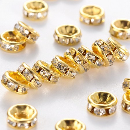 Iron Rhinestone Spacer Beads RB-A010-6MM-G-1