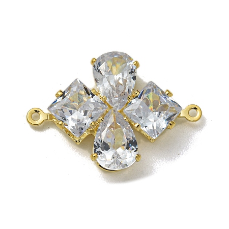 Brass Crystal Rhinestone Connector Charms KK-I715-21G-01-1