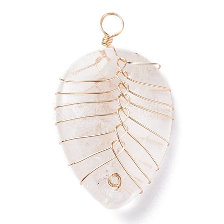 Natural Quartz Crysta Pendants PALLOY-JF01293-01-1