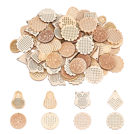 ARRICRAFT 80Pcs 8 Style Doll Wooden Pendants WOOD-AR0001-07-1