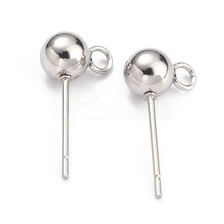 Non-Tarnish 304 Stainless Steel Ball Post Stud Earring Findings X-STAS-Z035-02P-E-1