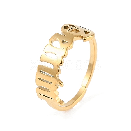 Ion Plating(IP) 304 Stainless Steel Constellation Open Cuff Ring for Women RJEW-C097-01G-10-1