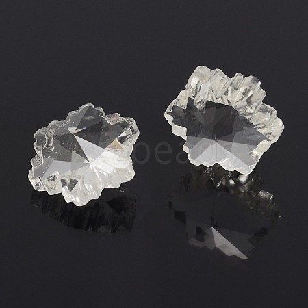 Faceted Snowflake Glass Charms GLAA-m026-06-B-1