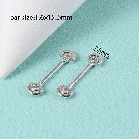 304 Stainless Steel Clear Cubic Zirconia Nipple Rings WG32E94-07-1