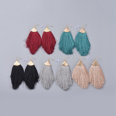 Polyester Tassel Dangle Earrings EJEW-JE03546-1