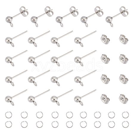 Unicraftale 200Pcs 304 Stainless Steel Ball Post Stud Earring Findings DIY-UN0004-37-1